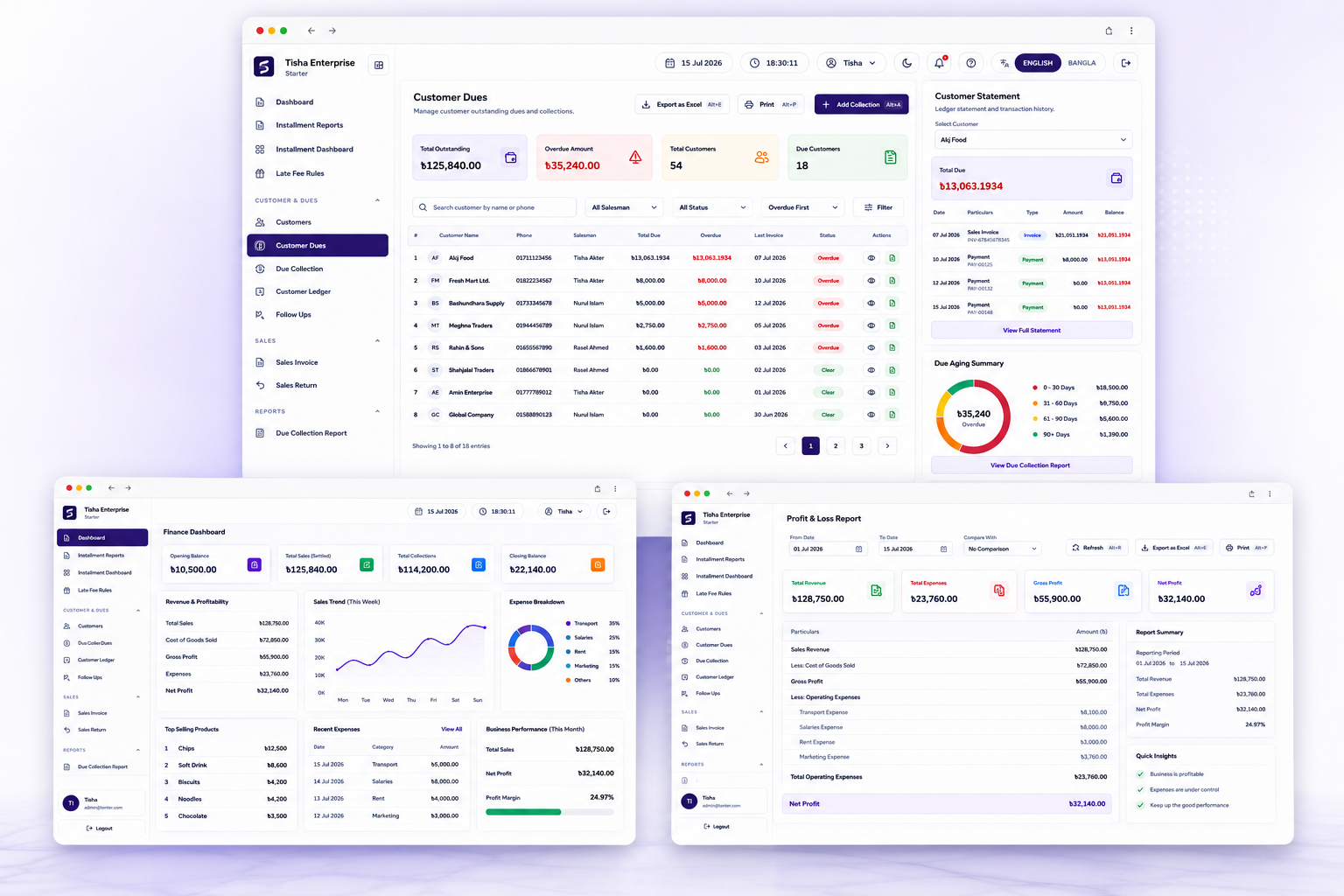 Customer due collection workflow