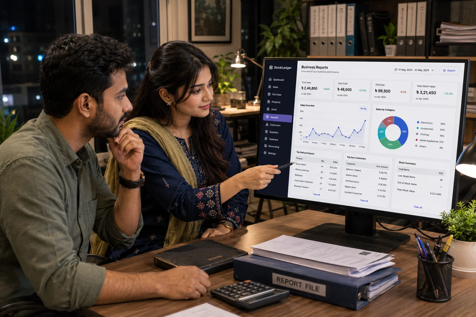 Business reporting software dashboard for Bangladeshi businesses